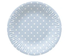 Vienkartinės lėkštės PAW Mėlyna Dots, Ø 18 cm, 8 vnt.
