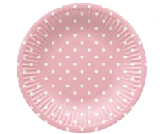 Vienkartinės lėkštės PAW Rožinė Dots, Ø 18 cm, 8 vnt.