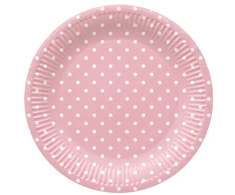 Vienkartinės lėkštės PAW Rožinė Dots, Ø 23 cm, 8 vnt.
