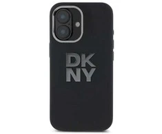 DKNY DKHCP16SSMCBSK Apple iPhone 16 6.1" dėklas telefonui juodos spalvos Liquid Silikoninis Metal Logo