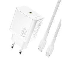 Dudao A27CEU PD 25W GaN SB-C Wall Charger with USB-C Cable - Baltas