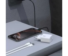 Dudao A27STEU 25W GaN USB-A sieninis įkroviklis su USB-A - USB-C laidu - Juodas