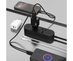 Dudao A27TEU PD 30W GaN USB-A USB-C sieninis įkroviklis - Juodas