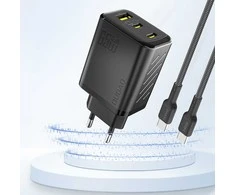 Įkroviklis jungiama į tinklą Dudao A29 65W GaN 2 x USB-C + 1 x USB-A - juoda