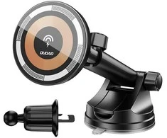 Dudao F12MAX+ automobilio laikiklis su 15 W belaidžiu įkrovikliu, suderinamas su „Magsafe“ – juodas