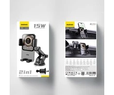 Dudao F19 spaustukas automobilinis laikiklis su 15W indukciniu įkrovikliu - juodas