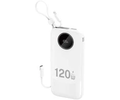 Dudao K13 10000mAh Powerbank su Built-in kabelis – baltos spalvos