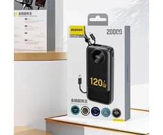 Dudao K13Pro 20000mAh Powerbank su integruotu kabeliu - juodos spalvos