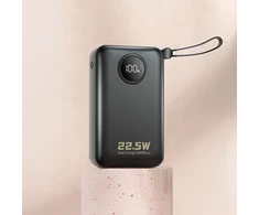 Dudao K14+ Powerbank 20000mAh 22.5W USB-C / USB-A / Built-in Lightning and USB-C Cables - Juodas