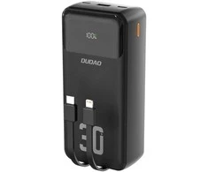 Dudao K15MAX 30000mAh PD 22.5W išorinė baterija su įmontuotais laidais – juoda