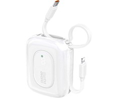 Dudao K32 22.5W 10000 mAh Powerbank with Built-in USB-C/ Lightning Cable – baltos spalvos