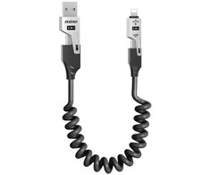 Dudao L20 Pro 4-in-1 USB-A / USB-C – Lightning / USB-C kabelis – juodos spalvos