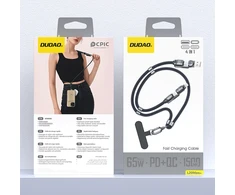 Dudao L20Max 65W 4 viename laidas su dirželiu, USB-C į USB-C su „Lightning“ ir USB-A adapteriai - Mėlyna
