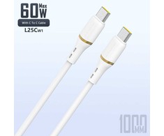 Dudao L25C USB-C - USB-C Silicone Cable 60W 1m - Baltas