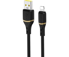 Dudao L25L 30W USB-A - Lightning kabelis su minkštu silikoniniu apvadu Lightning 1m - Juodas