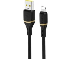 Dudao L25L 30W USB-A - Lightning kabelis su minkštu silikoniniu apvadu Lightning 1m - Juodas