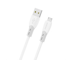 Dudao L25SM 3 A USB-A - micro USB kabelis su minkštu silikoniniu apvadu 1 m - baltas