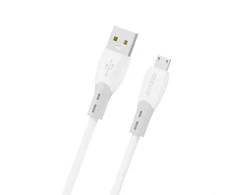 Dudao L25SM 3 A USB-A - micro USB kabelis su minkštu silikoniniu apvadu 1 m - baltas