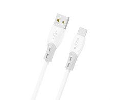 Dudao L25ST 5 A USB-A - USB-C laidas su minkštu silikoniniu apvadu 1 m - Baltas