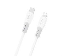 Dudao L25SX 30W USB-C - Lightning kabelis su minkštu silikoniniu apvadu 1m - Baltas