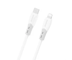 Dudao L25SX 30W USB-C - Lightning kabelis su minkštu silikoniniu apvadu 2m - Baltas
