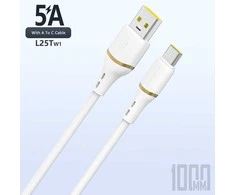 Dudao L25T USB-A - USB-C Silicone Cable 5A 1m - Baltas