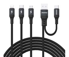 Dudao L3W USB-A/USB-C į Lightning/USB-C/MicroUSB 66W laidas - Juodas