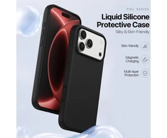 Dėklas DUX DUCIS case PIEL LIQUID SILICONE compatible with MagSafe for iPhone 18 Pro/17 Pro juodas