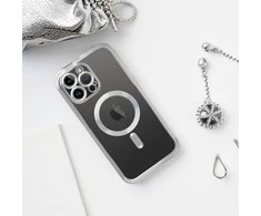 OEM dėklas, skirtas iPhone 15 PRO MAX, Electro Mag dėklas, suderinamas su MagSafe sidabrinis