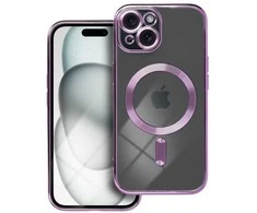 OEM dėklas, skirtas iPhone 15, Electro Mag dėklas, suderinamas su MagSafe violetine