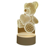 Elight ILU 3D Ilūzijas LED Nakts Lampa ar sirdi Teddy Bear Siltā Gaisma (10x17cm) USB Barošana
