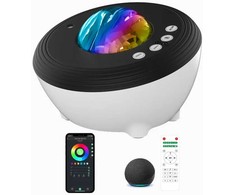 Elight J1 Aurora zvaigžņu projektors ar skaņām &amp; Bluetooth skaļruni Smart Wi-Fi Aplikācijas / pukts vadību Balta