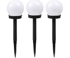 Elight Saules Dārza Globusa Gaismu Komplekts 3gab 10 cm Auksti Baltas LED Ar Krēslas Sensoru Ūdensizturīgs Melns