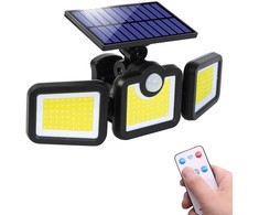 Elight Saules Enerģijas Āra Sienas Lampa 3in1 LS6 Ar Kustību Sensoru, Tālvadības Pulti un Vadu Saules Paneli Melns