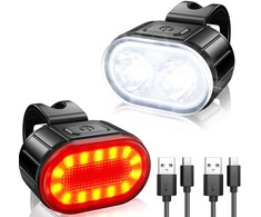 Elight USB uzlādējama LED velosipēda priekšējais un aizmugurējais gaismu luktura, juodas