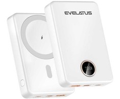 Evelatus 10000 mAh Bezvadu Jaudas Banka 22.5W Ātrā Uzlāde USB-C + Bezvadu Izvade PD &amp; QC Balta