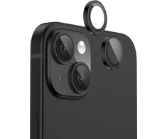 Evelatus iPhone 15 / 15 Plus Kameras Objektīva Aizsargstikls Armor Juodas Metāla Rāmis