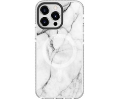 Dėklas Evelatus iPhone 15 Pro Max PC+TPU ar MagSafe pielāgotu marmora baltu druku
