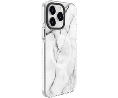 Dėklas Evelatus iPhone 15 Pro PC+TPU ar MagSafe Pielāgota Druka Marmora Balts