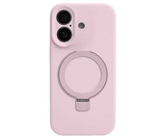 Evelatus iPhone 16 Premium Magsafe ar Statīvu Soft Touch Silikona Aizsargapvalks Rozā Smiltis
