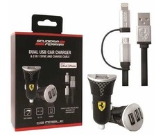 Ferrari pakrovėjas FEBCCCBUNBK 2in1 MFI Lightning/micro USB juoda/juoda