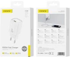 FONENG wall charger EU69 PD 20W 1xUSB-C Baltas