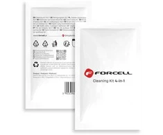 LCD ekranų valymo rinkinys „Forcell 4in1“ (drėgna ir sausa šluostė, nutrinimo kortelė, dulkių lipdukai)