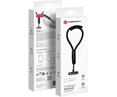 FORCELL F-DESIGN R10X40 riešo telefono virvelė su reguliuojamu ilgiu (maks. 20 cm kilpoje) juoda