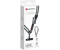 FORCELL F-DESIGN S10X165 telefono virvelė per petį su reguliuojamu ilgiu (maks. 82,5 cm kilpoje) juoda