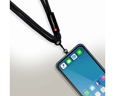 FORCELL F-DESIGN S10X165 telefono virvelė per petį su reguliuojamu ilgiu (maks. 82,5 cm kilpoje) juoda