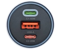 Car charger Forcell F-Energy Alu 2 x USB C + USB A QC4.0 PD SFC2.0 4,5A 65W pilka