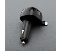 Car charger Forcell F-Energy Alu USB C + USB A + retractable cable USB C PD QC4.0 SFC2.0 3A 75W juodas