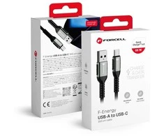 USB A į USB C laidas Forcell F-Energy QC4.0 3A 66W Cafule 2 m C256 juodas