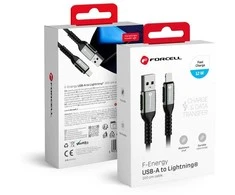 USB A tipo į „Lightning“ tipo laidas „Forcell F-Energy“ 2,4A 12W, Cafule 2 m, C257, juodas